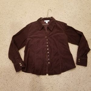 Dress barn brown corduroy blouse